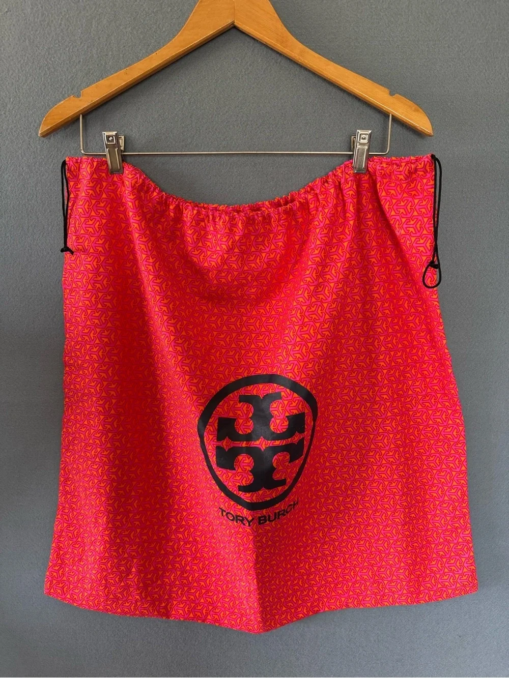 Tory Burch Large Dust Bag Pink Orange Logo Drawstring Storage 22x23